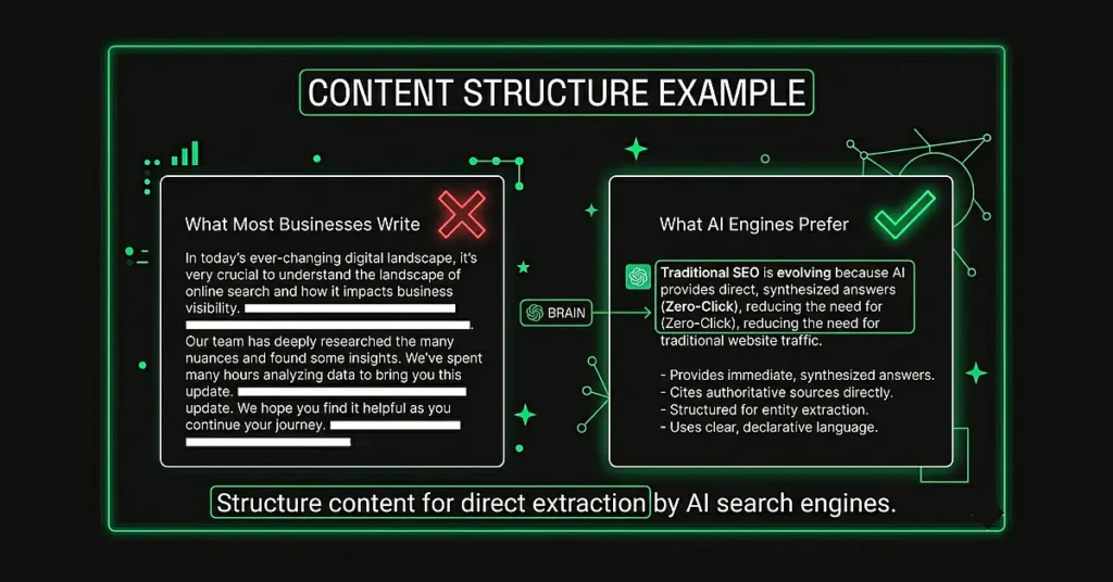 Structure content for direct extraction by AI search engines