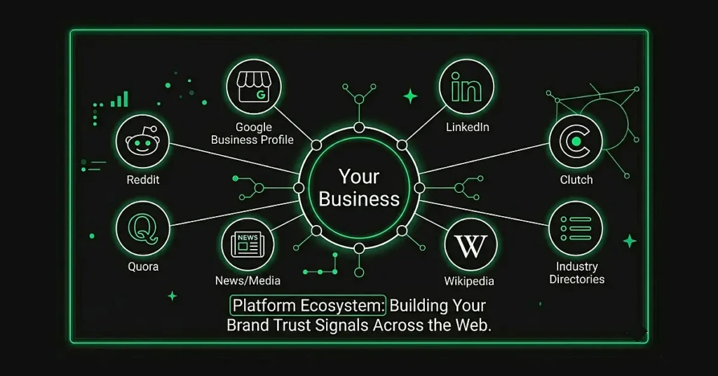 Illustrating Platform Ecosystem builds your brand trust signals across the wbe